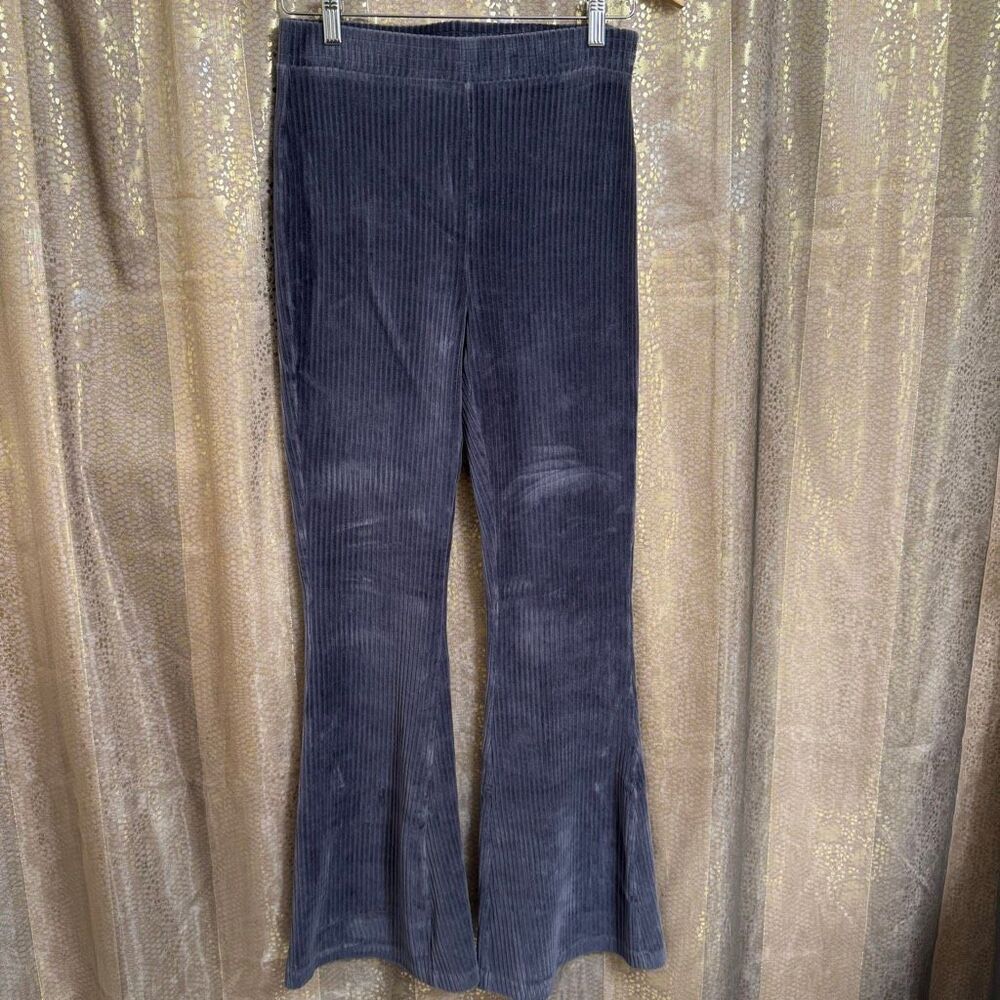 Aerie Groove On Gray High Waist Velvet Ribbed Flare Lounge‎ Pants Medium
